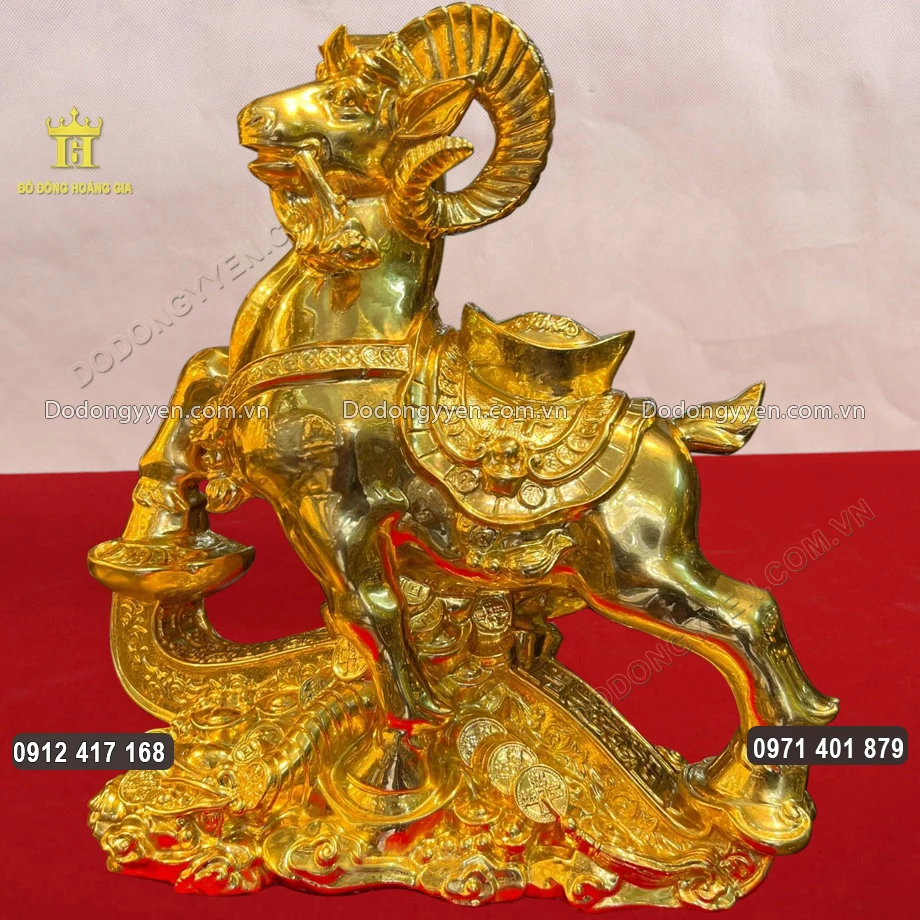 Tượng D&ecirc; Cưỡi Gậy Như &Yacute; D&aacute;t V&agrave;ng 24K 